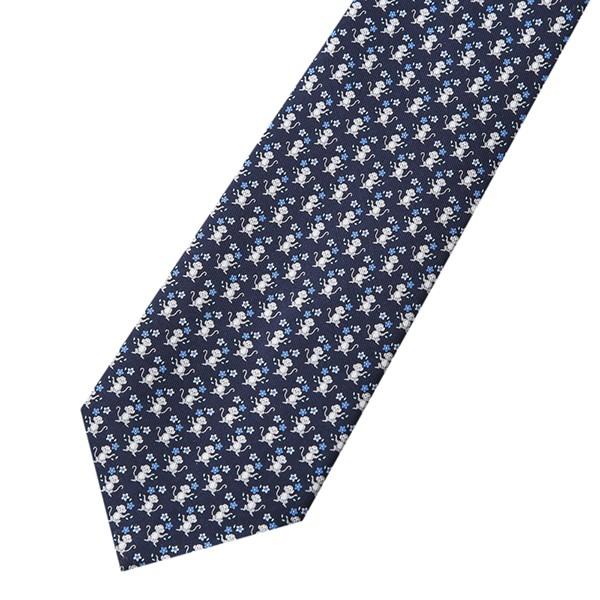 並行輸入 フェラガモ ネクタイ MONKEY WITH FLOWER 357332-07 ネイビー 爆買 |  | 01