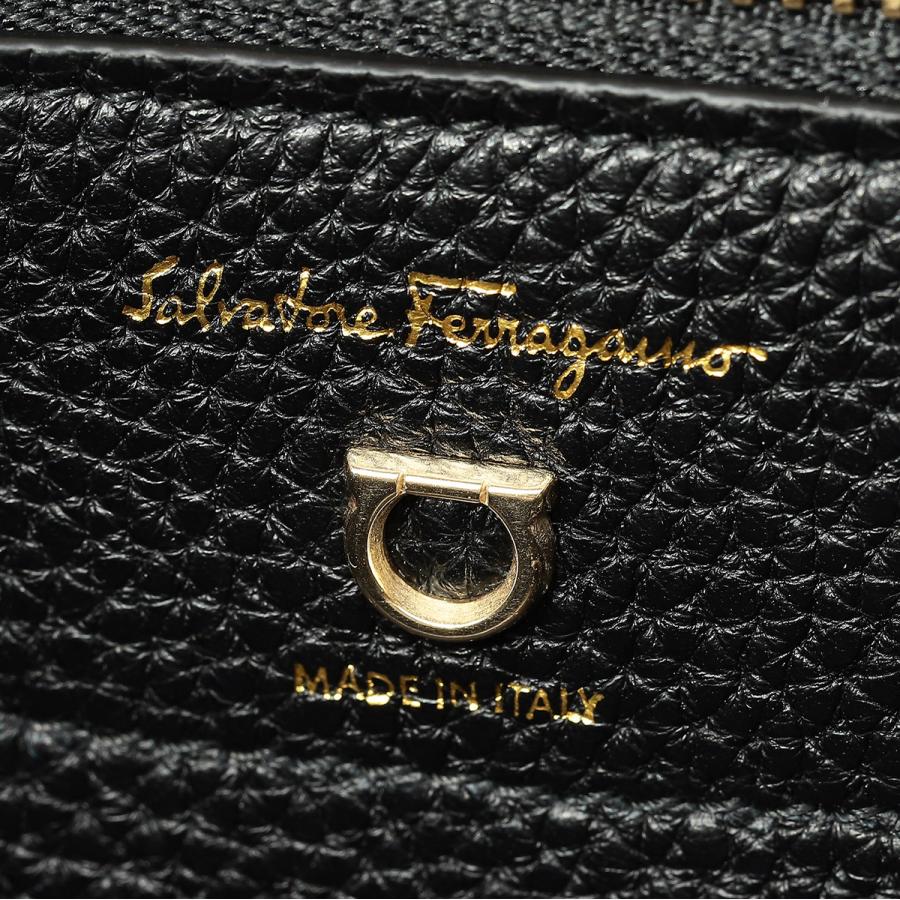 美品✨ サルヴァトーレフェラガモ ハンドバッグ ガンチーニ レザー ブラック FERRAGAMO Salvatore Ferragamo サルヴァトーレ フェラガモ
