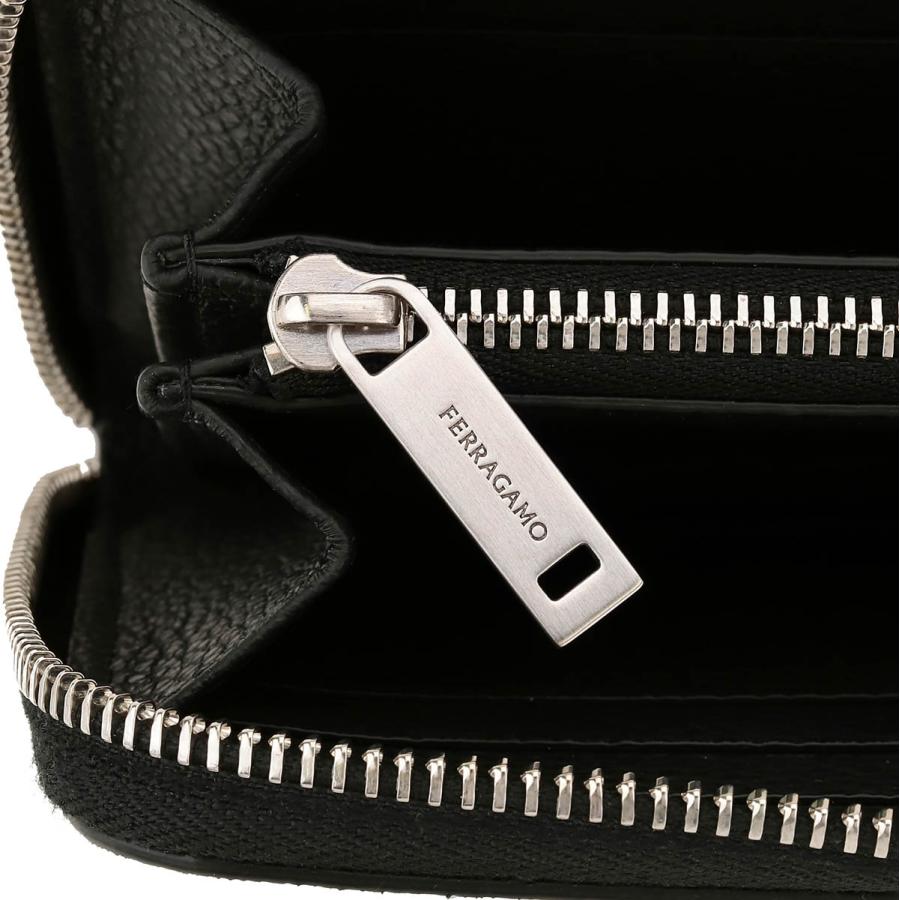 美品　フェラガモ　長財布　ラウンドファスナー　ブラック　ガンチーニ　箱付き FERRAGAMO フェラガモ 財布 長財布 ガンチーニ レディース