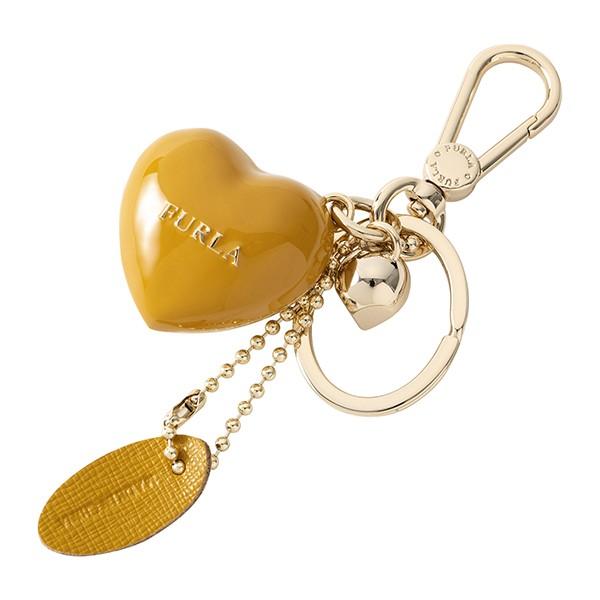 並行輸入 フルラ キーホルダー キーリング CUORE RH95 MES 979155 マスタードイエロー 黄 爆買 | FURLA