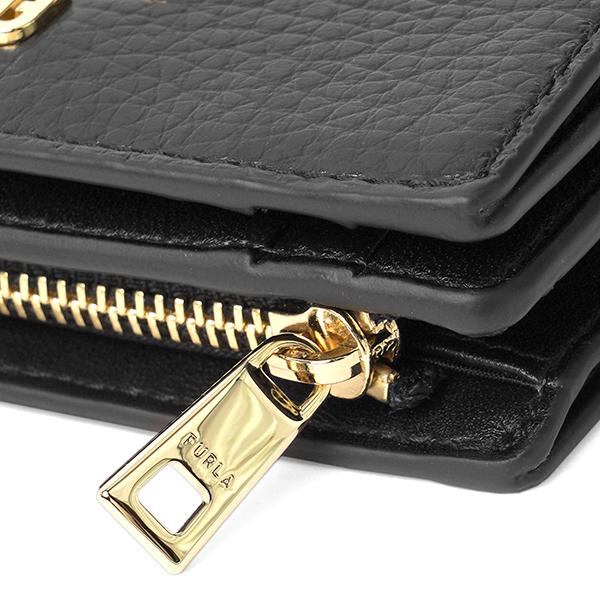 FURLAカメリアコンパクト財布М　二つ折り新品ブラック✕gold FURLA（フルラ） 二つ折り財布 折りたたみ財布 ミニ財布 Mサイズ