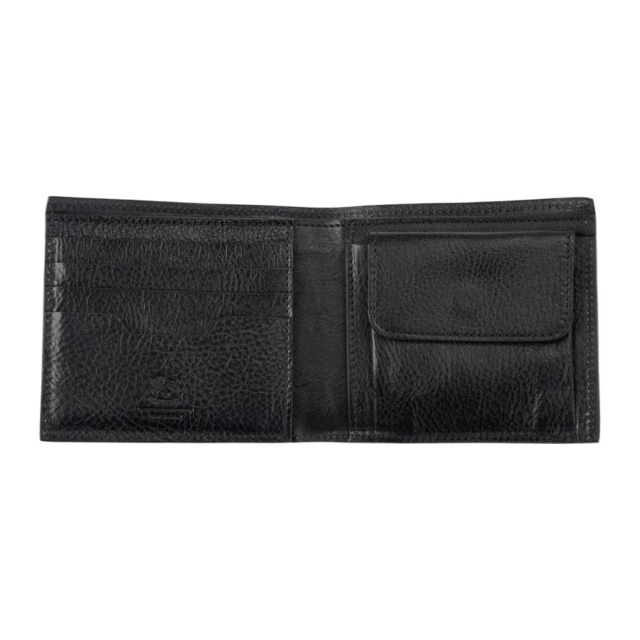 イルビゾンテ 二つ折り財布 ブラック レザー IL BISONTE 財布 黒 イルビゾンテ Il Bisonte 二つ折り財布 カードケース 財布