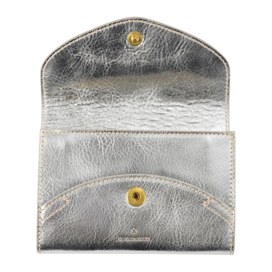 Y【新品】イルビゾンテ 二重フラップマルチケース カード入れ シルバー