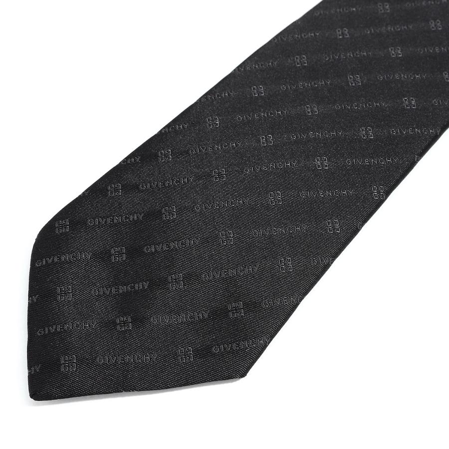 GIVENCHY ネクタイ ブラック ストライプ ロゴ柄 4Gロゴ 現行】美品 GIVENCHY ジャガード 4Gロゴ ストライプ ネクタイ 黒 楽天