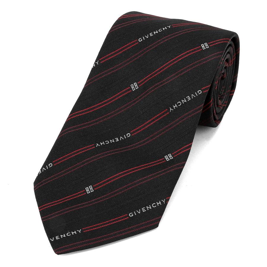 並行輸入 ジバンシイ ネクタイ GIVENCHY シルク J5902 001メンズ ブラック 黒 レッド 赤 | GIVENCHY