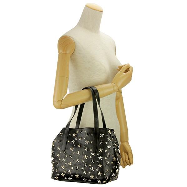 ジミーチュウ ソフィア オールブラック レザー ハンドバッグ トート スターエンボス Black グレイニーレザー・トートバッグ |SOFIA/M