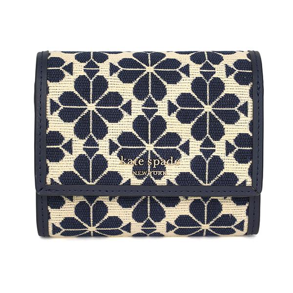 並行輸入 ケイトスペード 3つ折り財布 kate spade スペードフラワー ジャガード K4510 403レディース ブルー 青 オフホワイト 白 | kate spade NEW YORK