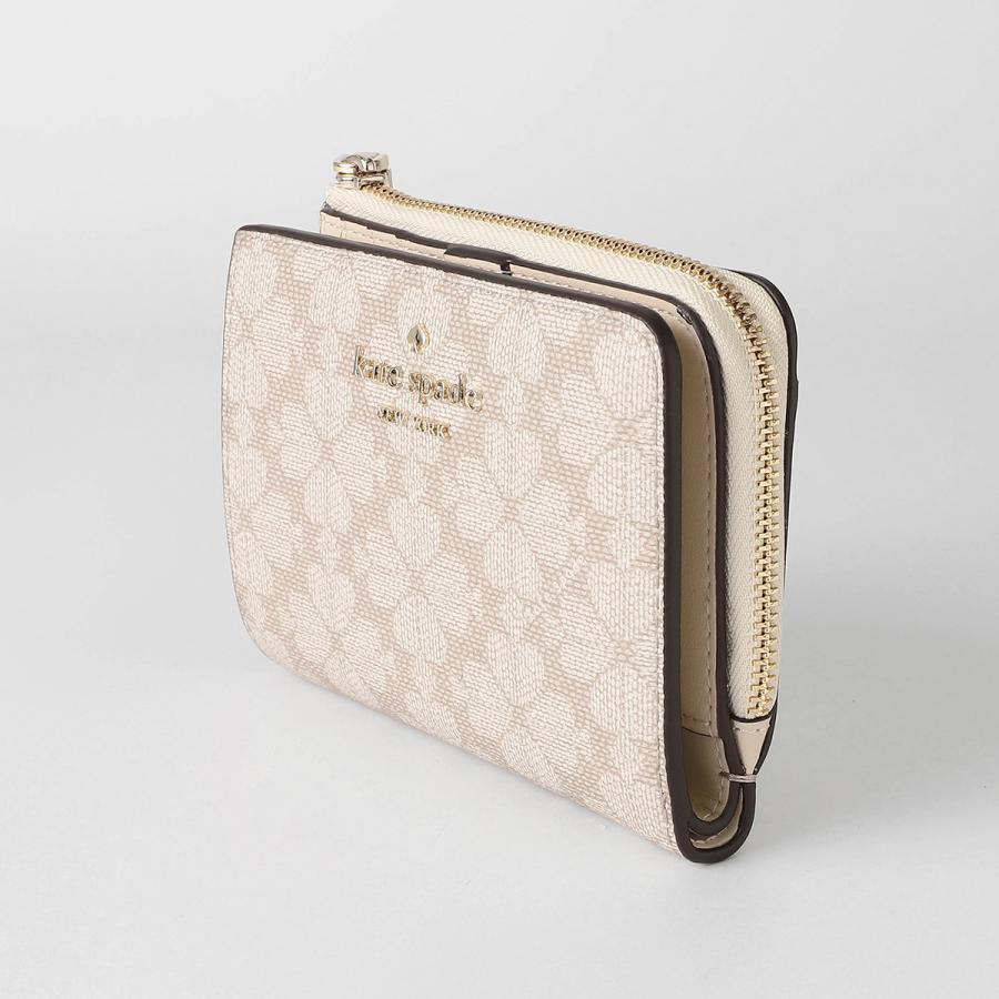 新品未使用】ケイトスペード ダークベージュマルチフラワー Lジップ 二