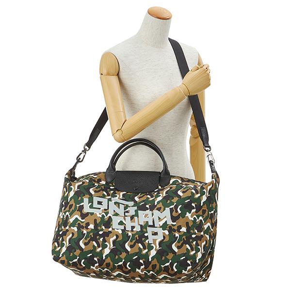 美品 LONGCHAMP ボストンバッグ 旅行バッグ 大容量 カーキ ロゴ LONGCHAMP ロンシャン ボストンバッグ ル プリアージュ トラベル