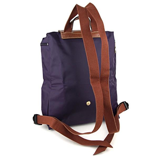 美品 ロンシャン☆プリアージュ ロゴ型押し リュック ナイロン レザー パープル LONGCHAMP 】 ロンシャン プリアージュ ロゴ型押し 一部 レザー