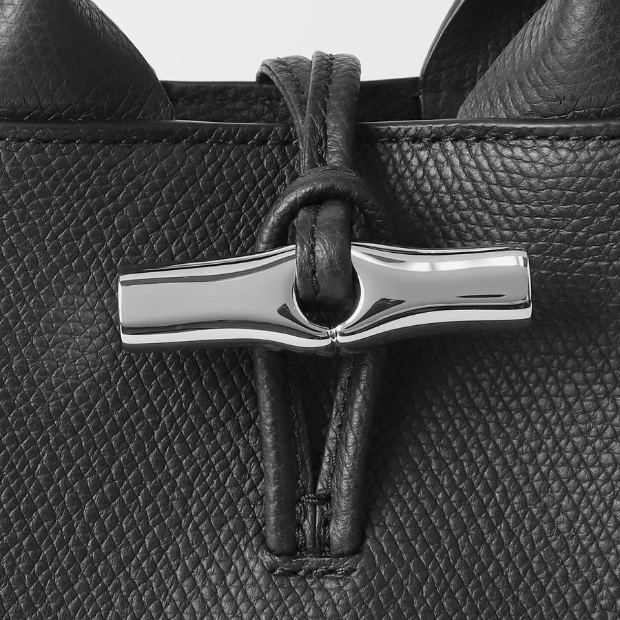 ロンシャン　ロゾ　ブラック　レザー　ショルダーストラップ付 ロンシャンロゾブラックレザーショルダーストラップ付