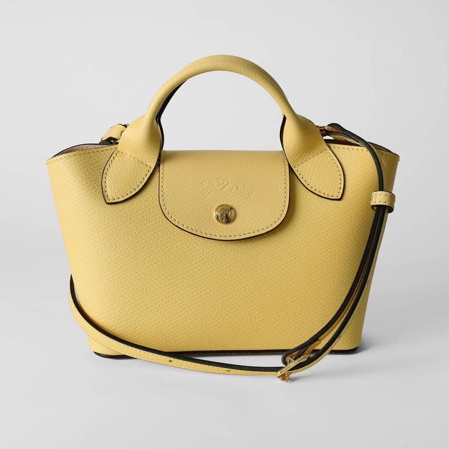 LONGCHAMP ロンシャン トートバッグ エナメル レザー イエロー がま口 Longchamp ロンシャン ロゴ トートバッグ エナメル レディース