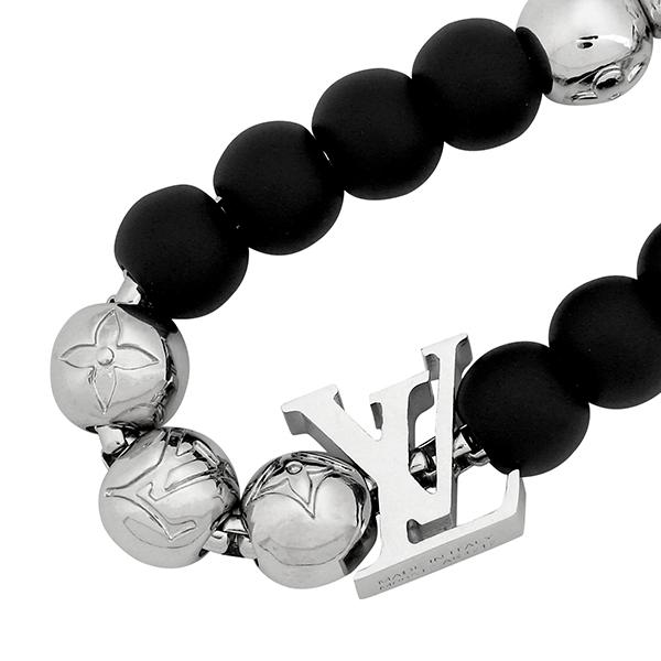 LOUIS VUITTON Monogram beads Bracelet M00512 Metal Silver Black