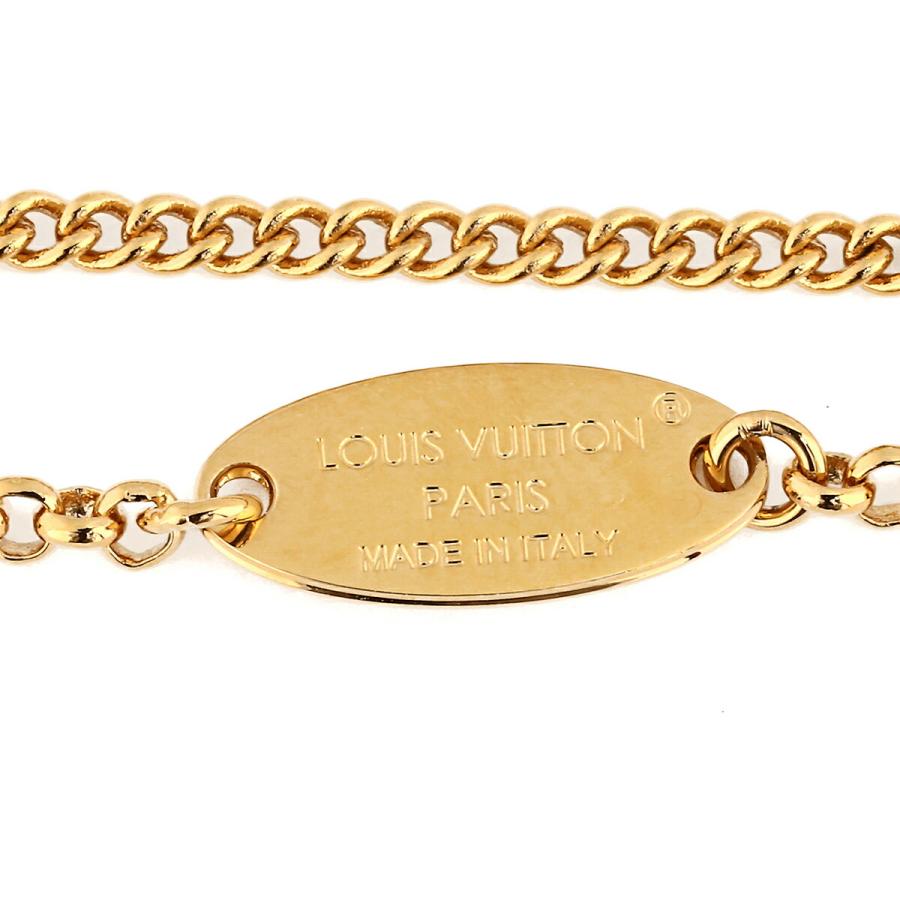 Louis Vuitton ゴールドチェーンロック 25cm Louis Vuitton LV Padlock Necklace M01593 Gold Rhinestone