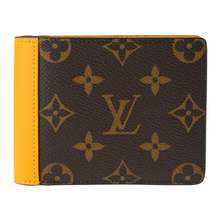 並行輸入 ルイヴィトン 2つ折り財布 Louis Vuitton モノグラム マカサー ポルトフォイユ・ミュルティプル M12837メンズ ブラウン 茶 イエロー 黄色 爆買 | LOUIS VUITTON