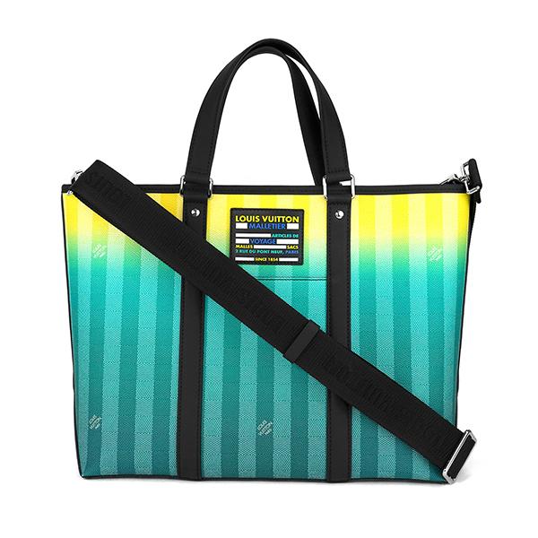 並行輸入 ルイヴィトン トートバッグ Louis Vuitton ダミエ・ストライプ ウィークエンド・トート PM M59919ユニセックス グリーン 緑 イエロー 黄色 | LOUIS VUITTON