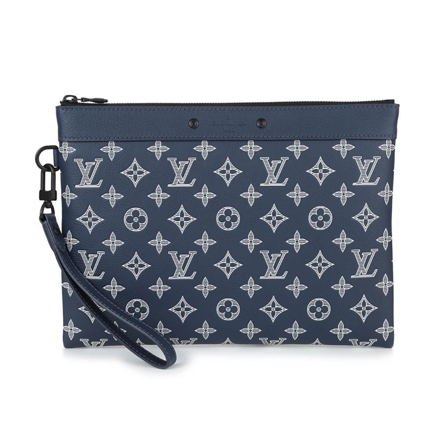 並行輸入 ルイヴィトン クラッチ セカンドバッグ Louis Vuitton モノグラム・シャドウ ポシェット・トゥ・ゴー M83382メンズ ネイビー ホワイト 白 | LOUIS VUITTON