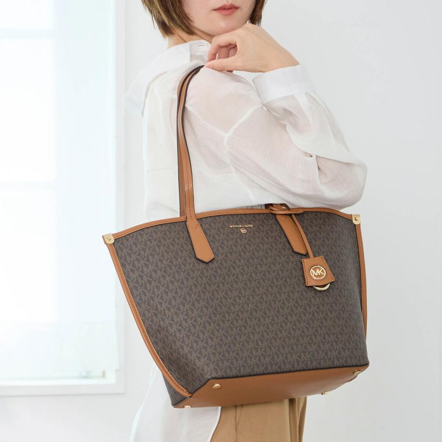 MICHAEL KORS トートバッグ ブラウン/オレンジ Michael Kors Charlotte Top Zip Tote Shoulder Bag – Dazigno