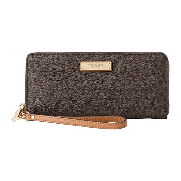 並行輸入 マイケルコース 長財布(ラウンドファスナー) LOGO CONTINENTAL WRISTLET 32S7GTTE9B 200 ブラウン 爆買 | MICHAEL KORS