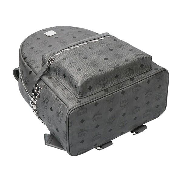 MCM バックパック ヴィセトス柄 ブラック ダークグレー 美品 未使用に近い 美品】MCM ブラック スモールサイズ スタッズ リュック ヴィセトス柄