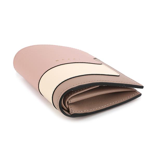 マルニ ミニウォレット 三つ折り財布 サフィアーノレザー カラーブロックデザイン マルニ ミニウォレット 三つ折り財布 サフィアーノレザー カラー