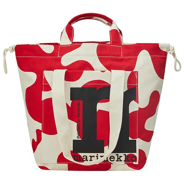 並行輸入 マリメッコ トートバッグ Marimekko プッロポスティ Mono City Tote 091974 830レディース レッド 赤 ホワイト | marimekko