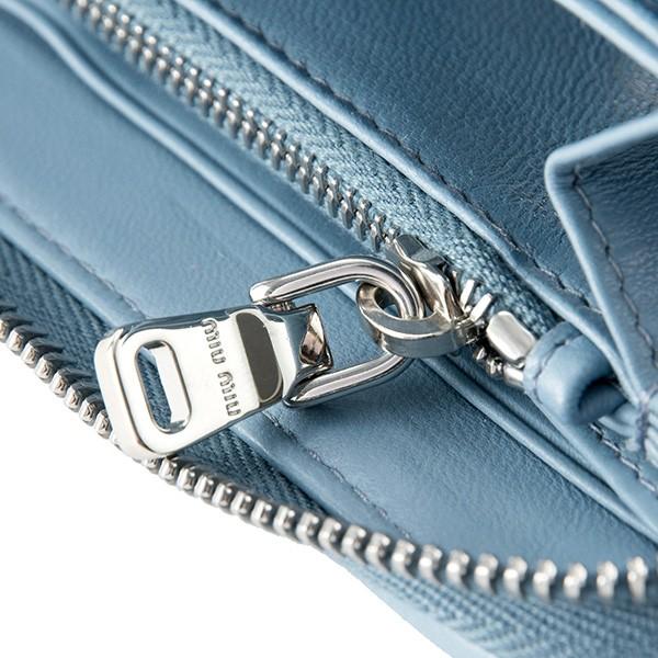 ミュウミュウ　長財布　マテラッセ　ライトブルー　L字ファスナー　キルティング miu 並行輸入 ミュウミュウ 長財布(ラウンドファスナー