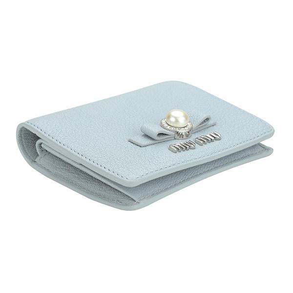 miu 並行輸入 ミュウミュウ 2つ折り財布 MIU マドラス パール 5MV204