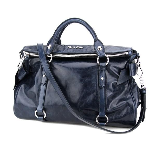 並行輸入 ミュウミュウ ハンドバッグ ヴィッテロ ラックス RT0365 ネイビー 爆買 | miu miu