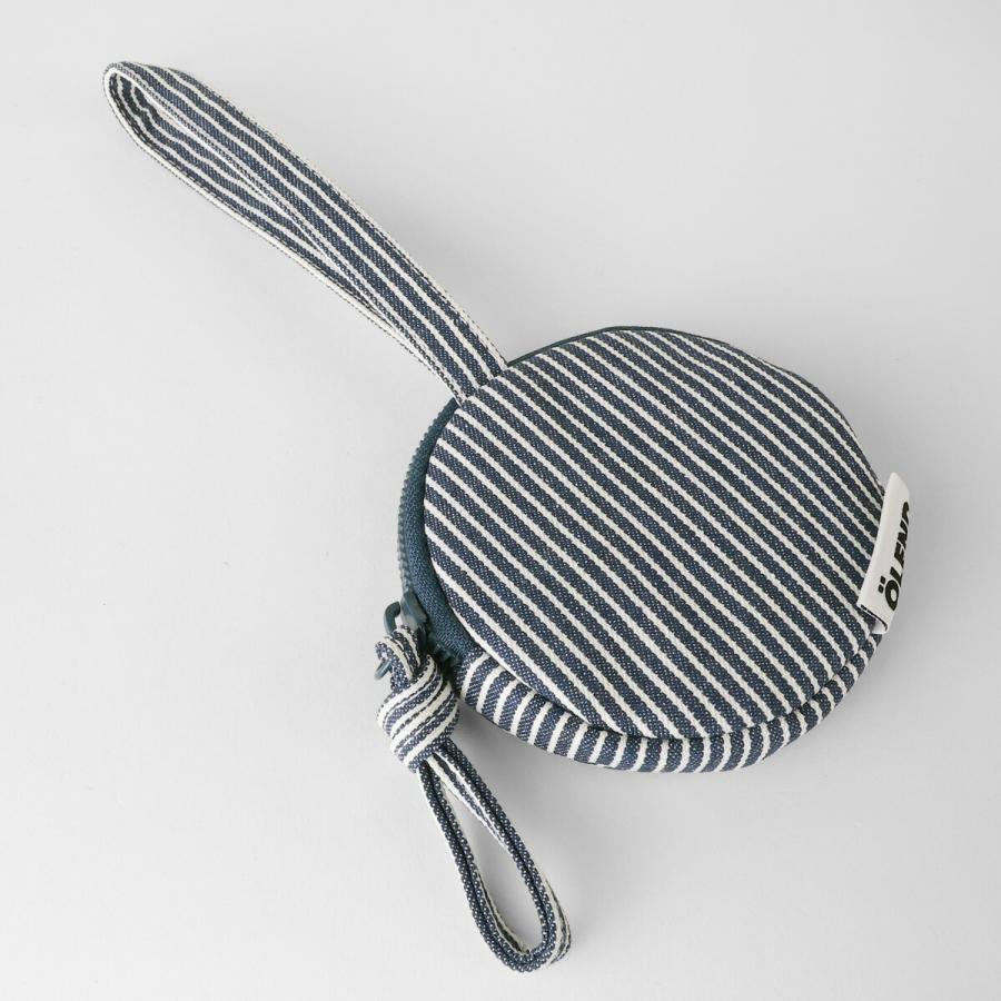 並行輸入 オレンド ポーチ サーキュラー ミニパース コットン ネイビー ストライプ CIRCULAR MINI PURSE COTTON | OLEND | 01