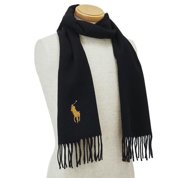 並行輸入 ポロ ラルフローレン マフラー・ストール ビッグポニーエンブロイダードスカーフ PC0231 001 ブラック 黒/ゴールド 爆買 | POLO RALPH LAUREN | 04