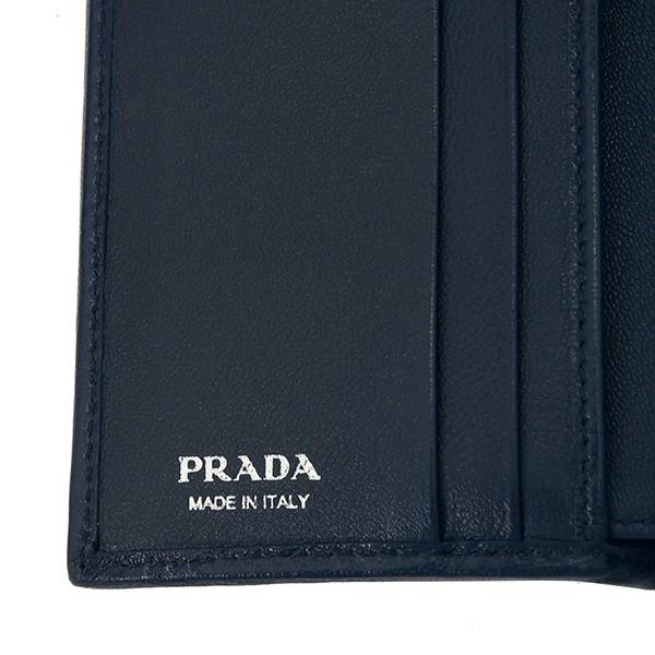 う*ぎ様 【美品】PRADA ネイビー 三つ折り財布 PRADA プラダ 3つ折り財布 ネイビー 紺 1MH840 ZSJ F073A
