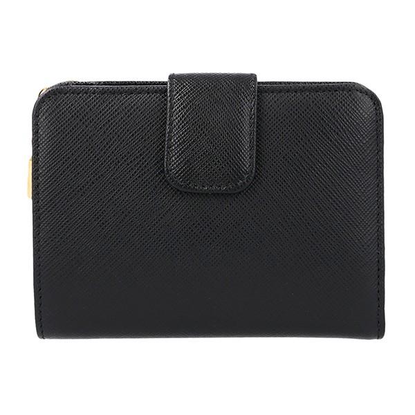 PRADA2つ折り財布サフィアーノメタルロゴ黒