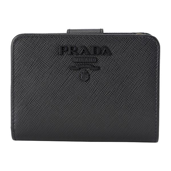 並行輸入 プラダ 2つ折り財布 サフィアーノ シャイン 1ML018 2EBW F0002 ブラック 黒 爆買 | PRADA