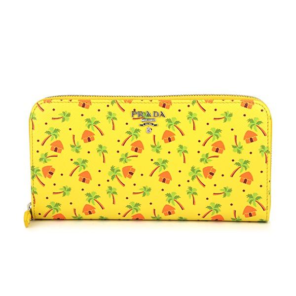並行輸入 プラダ 長財布(ラウンドファスナー) サフィアーノ スタンパート 1ML506 2EG3 F0010 イエロー 黄色 マルチ 爆買 | PRADA