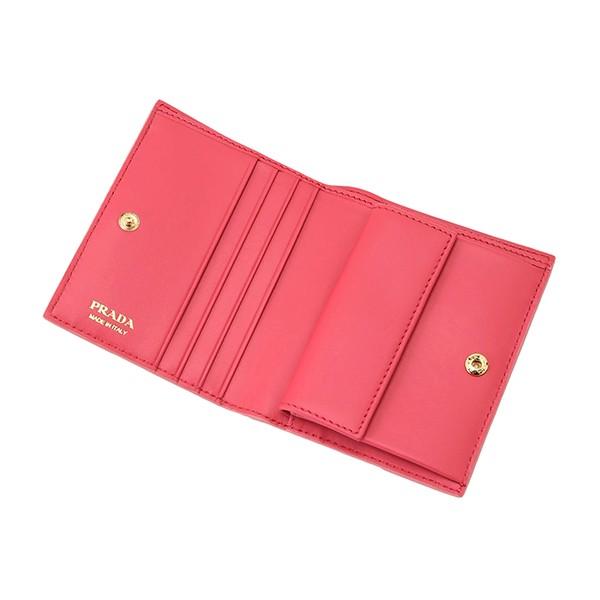 希少＊プラダ 二つ折り財布 サフィアーノ ピンク 1MV204 メタルロゴ PRADA 二つ折り 財布 ロゴ サフィアーノ レザー ピンク 1MV204