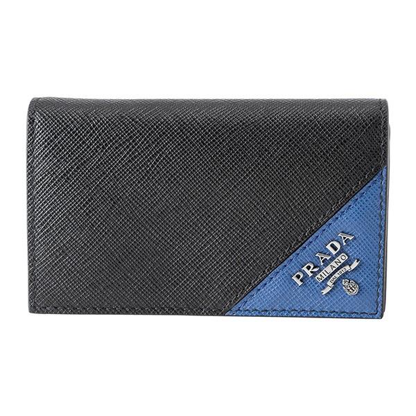 並行輸入 プラダ カードケース サフィアーノ メタル 2MC122 QME F014B ブラック 黒/ブルー 青 爆買 | PRADA