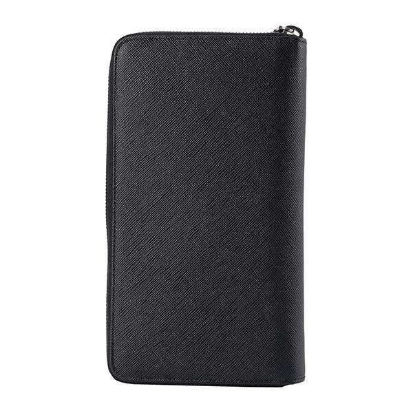 並行輸入 プラダ 長財布(ラウンドファスナー) PRADA サフィアーノ トライアングル 2ML188 QHH F0002メンズ ブラック 黒 | PRADA | 01