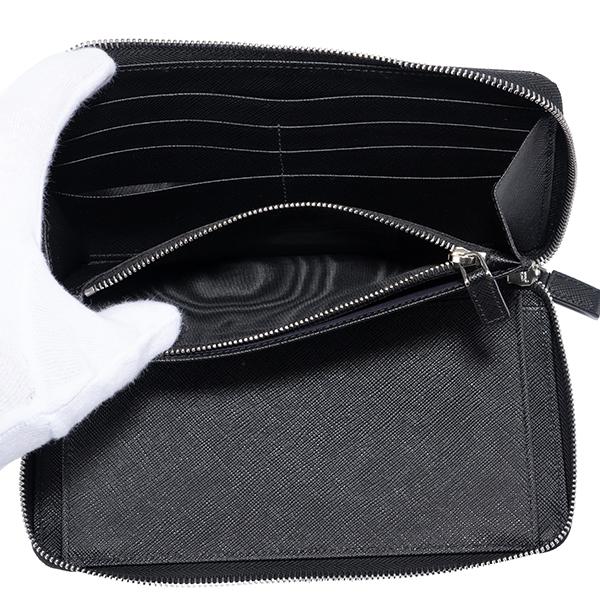 並行輸入 プラダ 長財布(ラウンドファスナー) PRADA サフィアーノ トライアングル 2ML188 QHH F0002メンズ ブラック 黒 | PRADA | 05