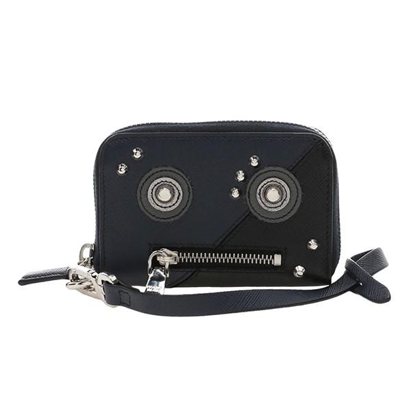 並行輸入 プラダ コインケース サフィアーノ ロボット 2MM359 F0216 ブラック 黒/ネイビー 紺 爆買 | PRADA