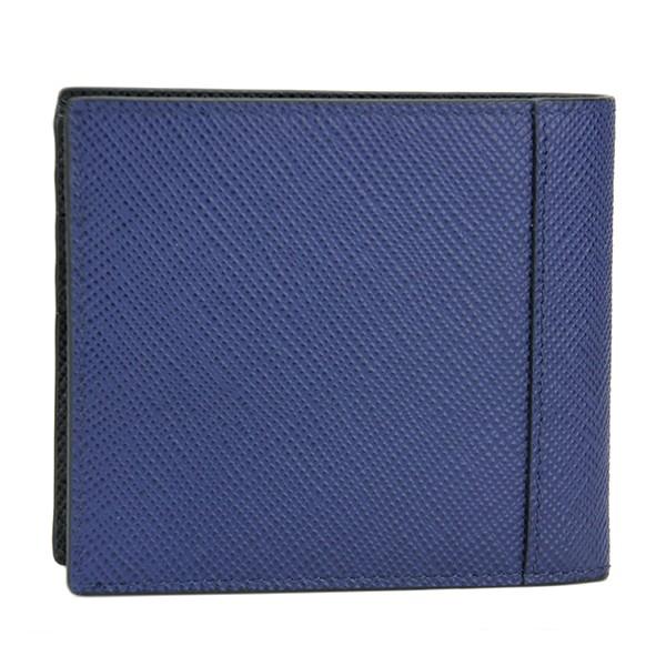 並行輸入 プラダ 2つ折り財布 サフィアーノ キュイール 2MO513 2BB8 F017C インクブルー 青/ブラック 黒 爆買 | PRADA | 01