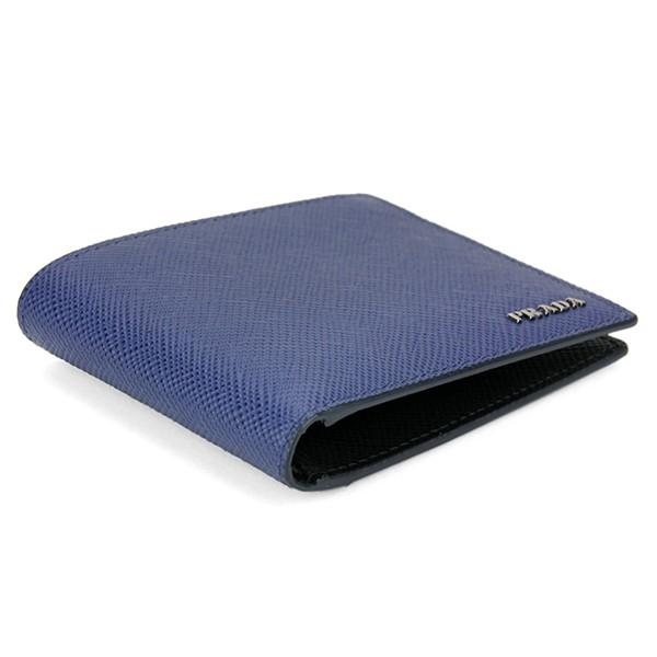 並行輸入 プラダ 2つ折り財布 サフィアーノ キュイール 2MO513 2BB8 F017C インクブルー 青/ブラック 黒 爆買 | PRADA | 02