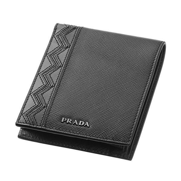 並行輸入 プラダ 2つ折り財布 サフィアーノ グレケ 2MO738 2EE3 F0002 ブラック 黒 爆買 | PRADA | 02