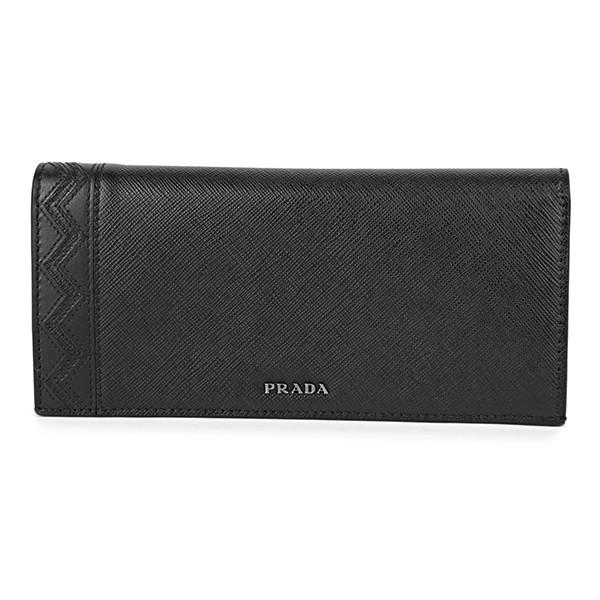 並行輸入 プラダ 長財布 サフィアーノ グレケ  2MV836 2EE3 F0002 ブラック 黒 爆買 | PRADA