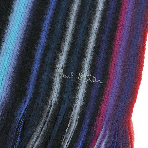並行輸入 ポールスミス  マフラー・ストール ネオンストライプ 693D S30 79 ブラック 黒 爆買 | Paul Smith | 03