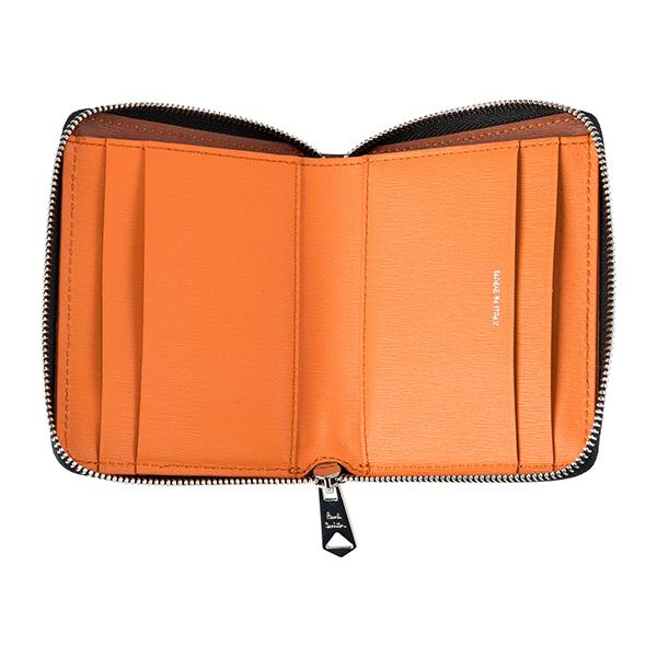 ポールスミス 2つ折り財布 ブラック 黒 オレンジ PAUL SMITH M1A 6702