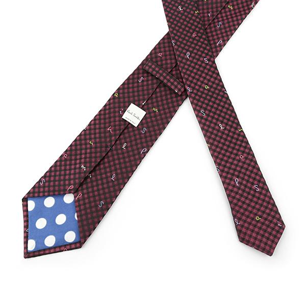 美品 プラダ ネクタイ シルク ロゴレタッチ ジャカード ナロータイ ボルドー Paul Smith（ポール・スミス） 並行輸入 ネクタイ シルクジャガード