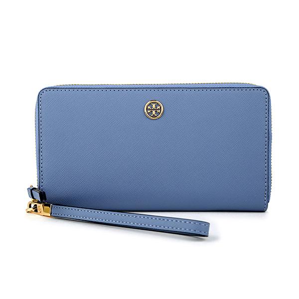 並行輸入 トリーバーチ  長財布(ラウンドファスナー) ロビンソン 64333 457 ライトブルー 水色 爆買 | TORY BURCH