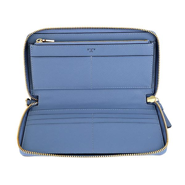 未使用TORY BURCHトリーバーチ　レザーラウンドジップ長財布　マリンブルー TORY BURCH トリーバーチ ラウンドジップ 長財布 ブルー系