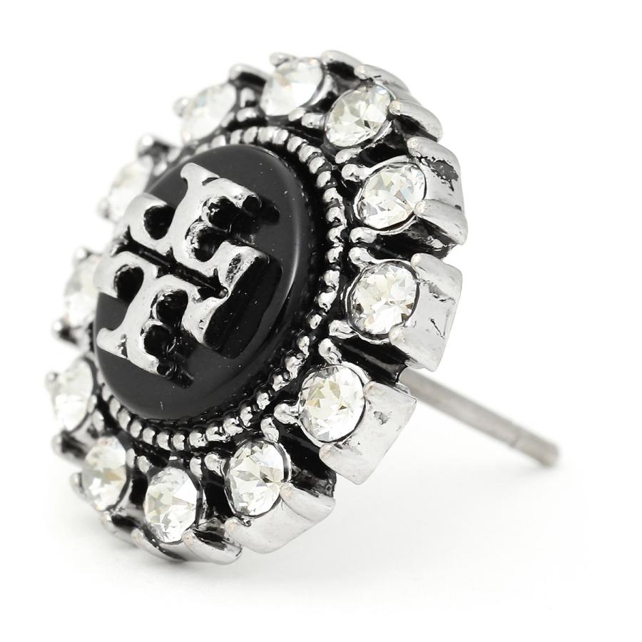 並行輸入 トリーバーチ ピアス TORY BURCH エナメル ロゴピアス 141920 961レディース シルバー 銀 ブラック 黒_1